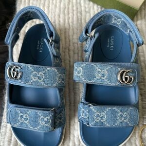 NEW IN BOX Gucci Light Blue Denim GG Sandals